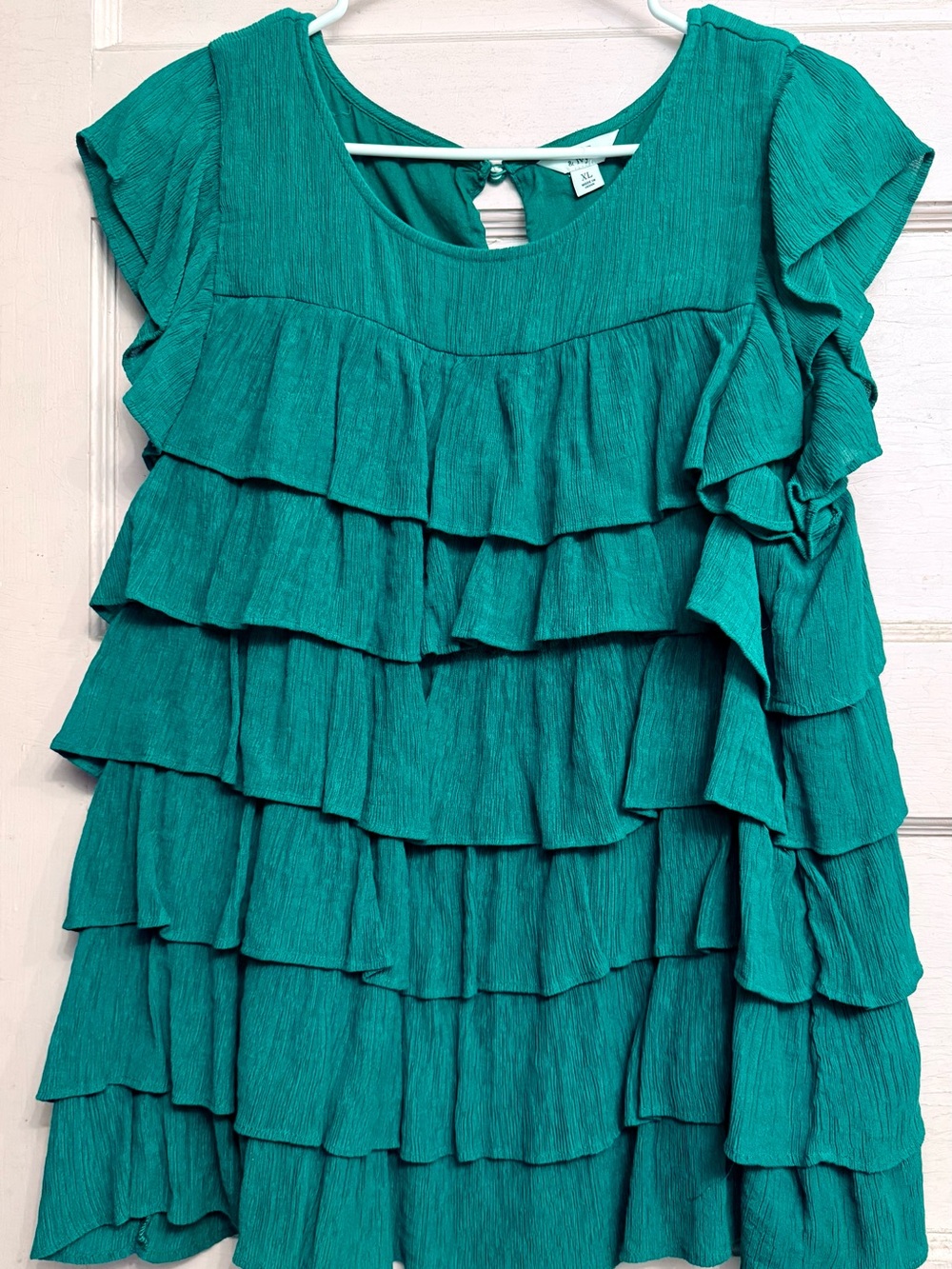 crown & ivy green Tiered Ruffle women’s blouse